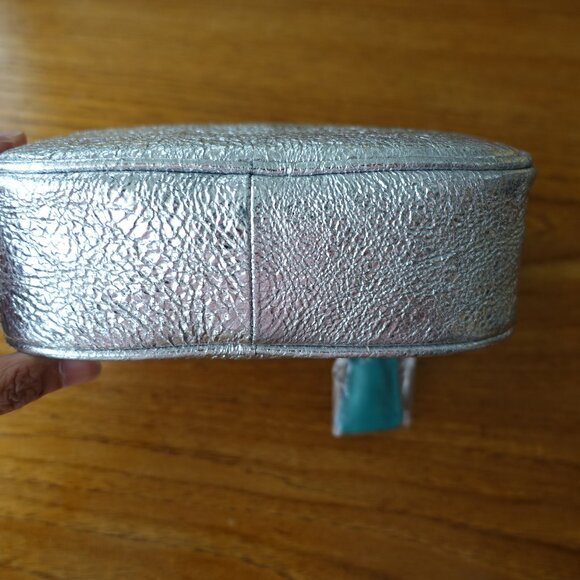 J.Crew Mini Metallic Silver Signet Leather H3877 crossbody Cross Body Bag - Picture 3 of 8